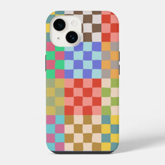 Kleurrijk geruit patroon dambord iPhone 14 hoesje