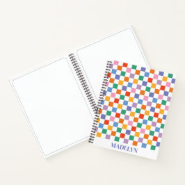 kleurrijk geruit patroon op maat gemaakt monogram  notitieboek