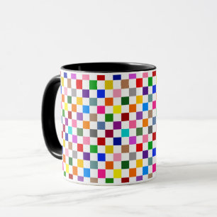 Kleurrijk geruit patroonontwerp wit mok