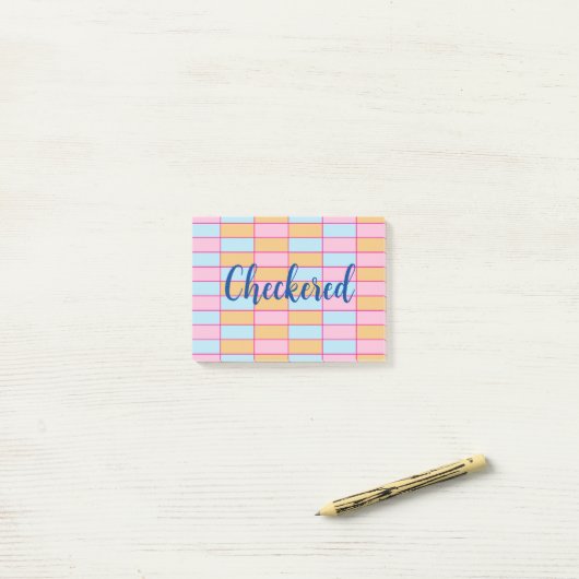 Kleurrijk geruit post-it® notes (Op bureau)