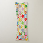 Kleurrijk geruite bloemmotief lichaamskussen (Voorkant Verticaal)