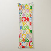 Kleurrijk geruite bloemmotief lichaamskussen (Achterkant (Verticaal))