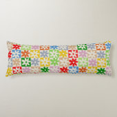 Kleurrijk geruite bloemmotief lichaamskussen (Voorkant)