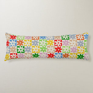 Kleurrijk geruite bloemmotief lichaamskussen