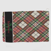 Kleurrijk geruite Tartan Initiaal Monogram Golfhanddoek (Horizontaal)