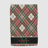 Kleurrijk geruite Tartan Initiaal Monogram Golfhanddoek (Voorkant)