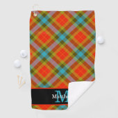 Kleurrijk geruite Tartan Pattern Initiaal Monogram Golfhanddoek (Insitu)