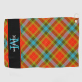 Kleurrijk geruite Tartan Pattern Initiaal Monogram Golfhanddoek (Horizontaal)