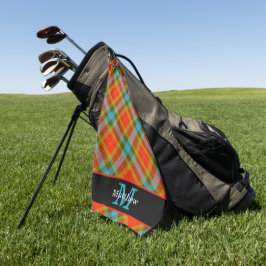 Kleurrijk geruite Tartan Pattern Initiaal Monogram Golfhanddoek