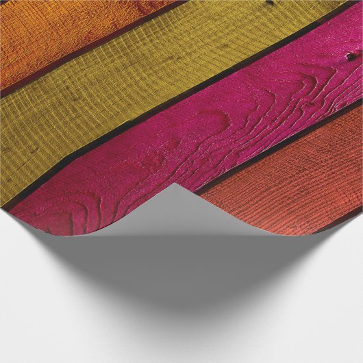 Kleurrijk geschilderd hout cadeaupapier (Hoek)