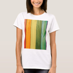 kleurrijk, geschilderd, houten muren, trendy, mode t-shirt