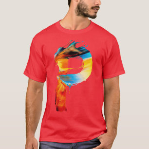 Kleurrijk geschilderd Initiaal letter p T-shirt