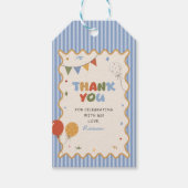 Kleurrijk gestreept leuk verjaardagsfeest cadeaulabel (Voorkant)