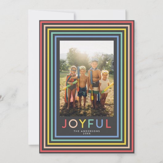 Kleurrijk gestreept Lijst | Vakantieknopkaart Feestdagenkaart (Voorkant)