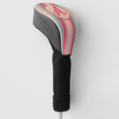 Kleurrijk gestreept monogram cirkel ontwerp golfheadcover (Schuin)
