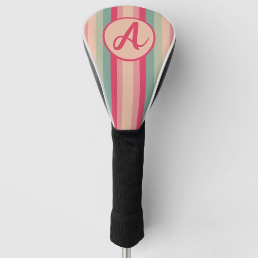 Kleurrijk gestreept monogram cirkel ontwerp golfheadcover (Voorkant)