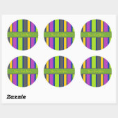 Kleurrijk gestreept ronde sticker (Vel)