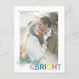 Kleurrijk Getrouwd & Bright Christmas Photo Briefk Briefkaart
