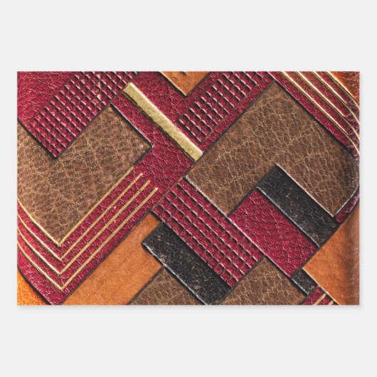 Kleurrijk geverfd en getoold Hoesje van leder Inpakpapier Vel (Voorkant)