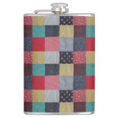 kleurrijk gevlekte vierkantjes  patchwork heupfles (Voorkant)