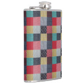 kleurrijk gevlekte vierkantjes  patchwork heupfles (Rechts)