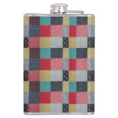 kleurrijk gevlekte vierkantjes  patchwork heupfles (Achterkant)