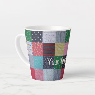 kleurrijk gevlekte vierkantjes  patchwork latte mok