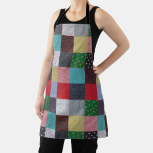 kleurrijk gevlekte vierkantjes  patchwork schort