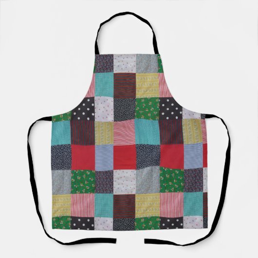 kleurrijk gevlekte vierkantjes patchwork schort (Voorkant)
