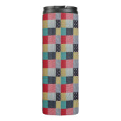 kleurrijk gevlekte vierkantjes  patchwork thermosbeker (Achterkant)