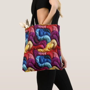Kleurrijk Gewatteerd Stof Patroon Tote Bag