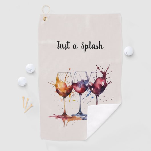 Kleurrijk Gewoon een Splash of Wine Waterverf Golfhanddoek (Insitu)
