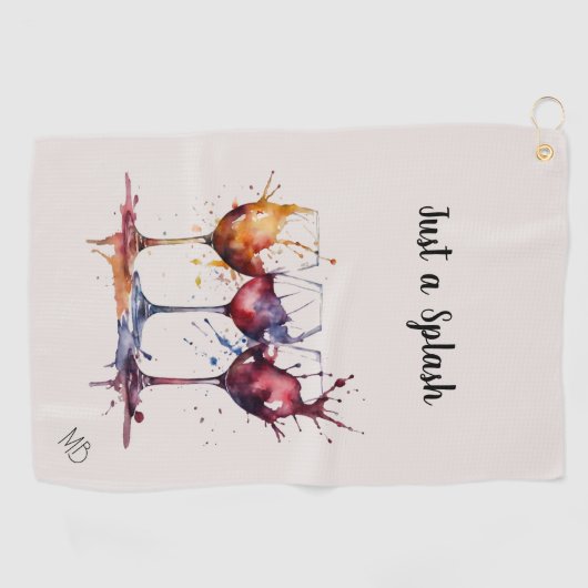 Kleurrijk Gewoon een Splash of Wine Waterverf Golfhanddoek (Horizontaal)