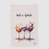 Kleurrijk Gewoon een Splash of Wine Waterverf Golfhanddoek (Voorkant)