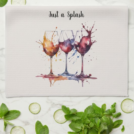 Kleurrijk Gewoon een Splash of Wine Waterverf Theedoek (Gevouwen)