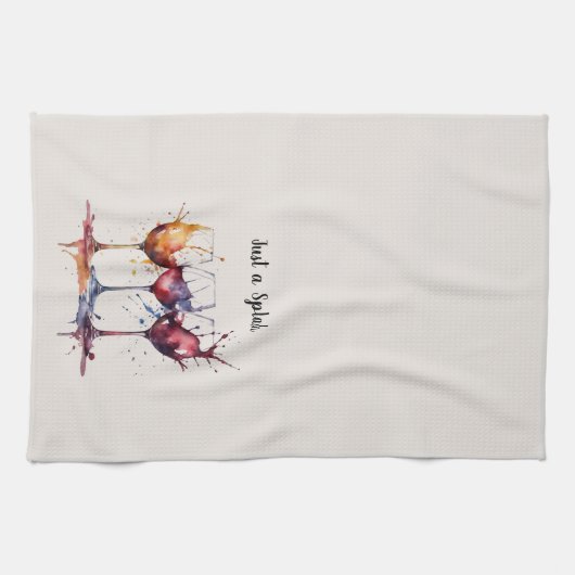 Kleurrijk Gewoon een Splash of Wine Waterverf Theedoek (Horizontaal)