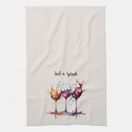 Kleurrijk Gewoon een Splash of Wine Waterverf Theedoek (Verticaal)