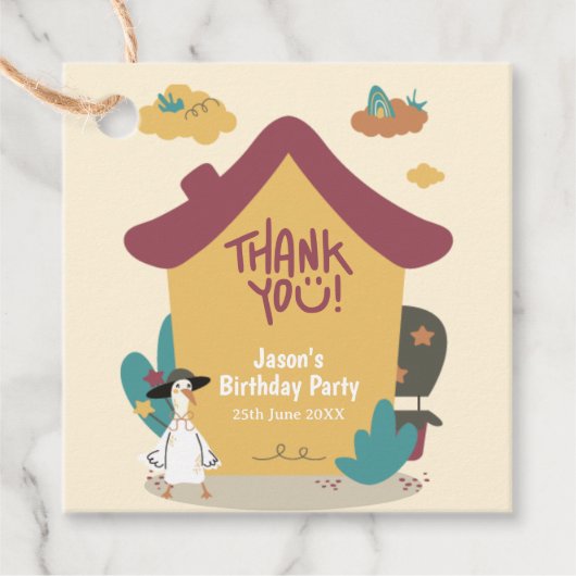 Kleurrijk Gezellig Huis Kinderen Verjaardagsfeest Bedankjes Labels (Voorkant)