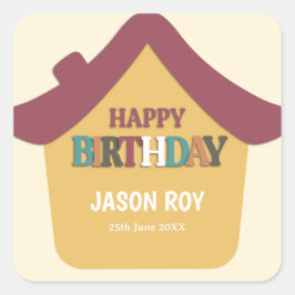 Kleurrijk Gezellig Huis Kinderen Verjaardagsfeest Vierkante Sticker