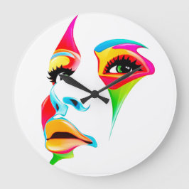 Kleurrijk gezicht Ronde (grote wandklok) Grote Klok