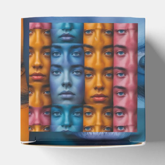 Kleurrijk gezichtspatroon bedankdoosjes (Bovenkant)