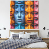 Kleurrijk gezichtspatroon canvas afdruk (Insitu (Slaapkamer))