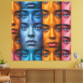 Kleurrijk gezichtspatroon canvas afdruk (Insitu (Woonkamer))