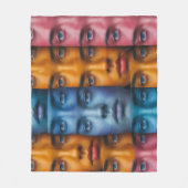 Kleurrijk gezichtspatroon fleece deken (Voorkant)