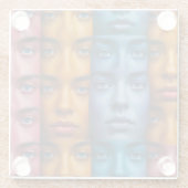 Kleurrijk gezichtspatroon glazen onderzetter (Achterkant)