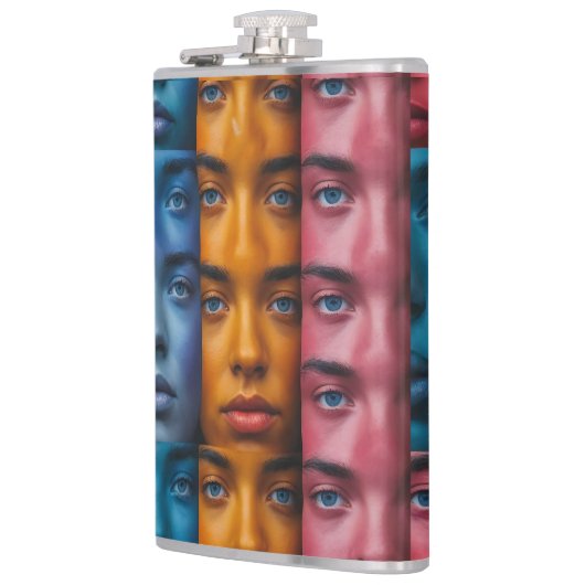 Kleurrijk gezichtspatroon heupfles (Links)