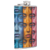 Kleurrijk gezichtspatroon heupfles (Rechts)