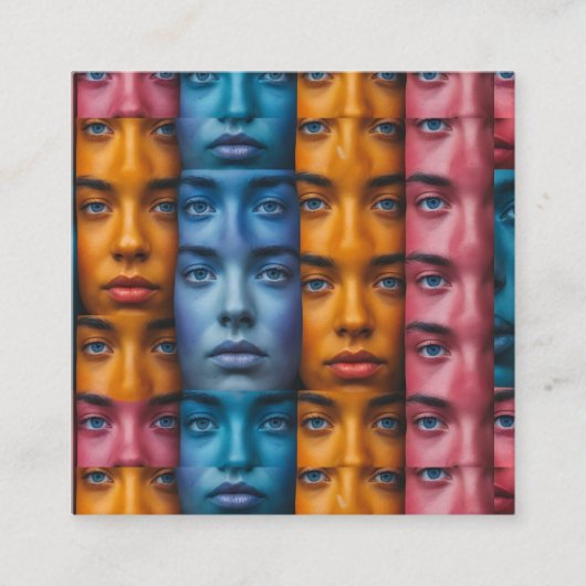 Kleurrijk gezichtspatroon informatiekaartje (Voorkant)