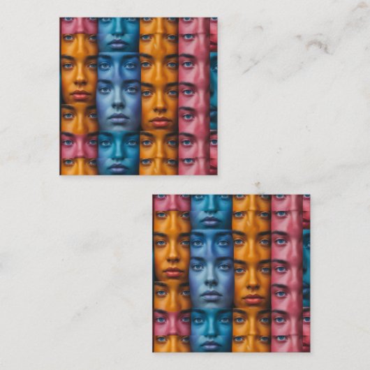 Kleurrijk gezichtspatroon informatiekaartje (Voorkant / Achterkant)