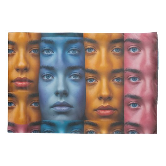 Kleurrijk gezichtspatroon kussensloop (Achterkant)